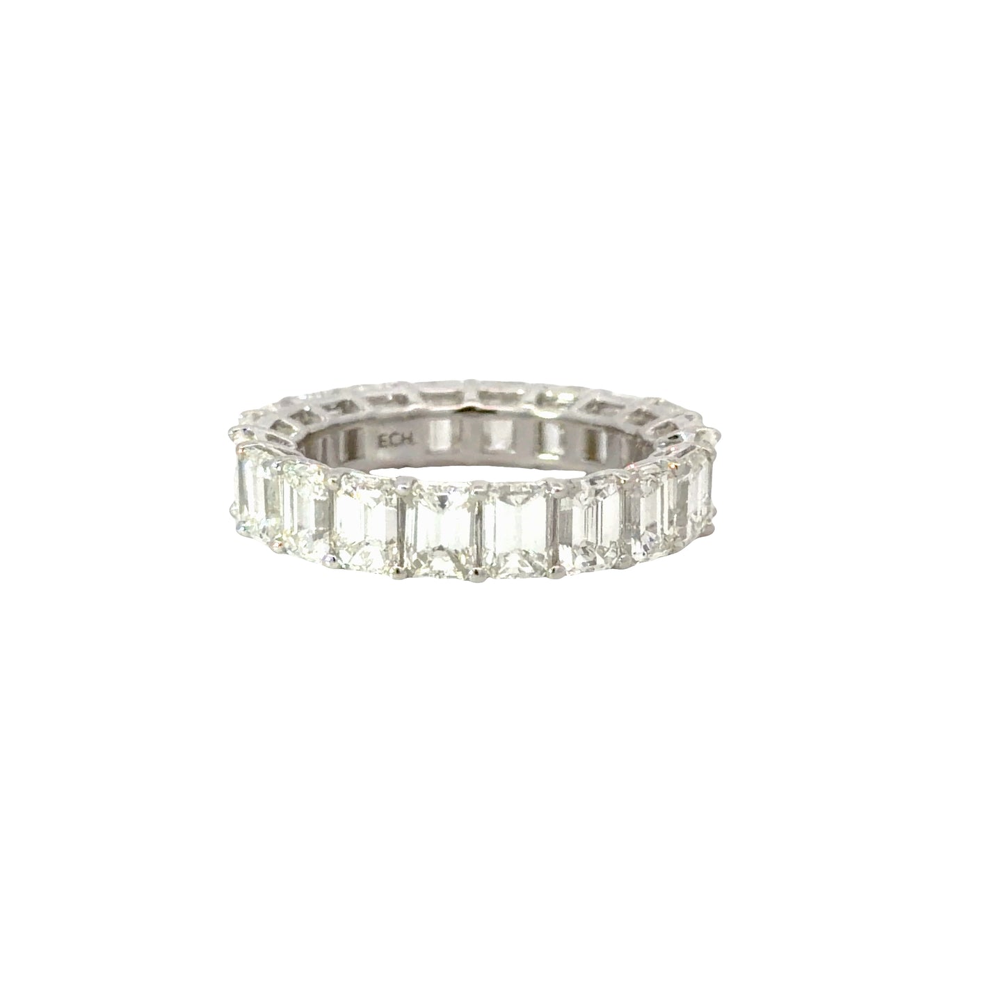 Natural Emerald Cut Diamond Eternity Band Ring
