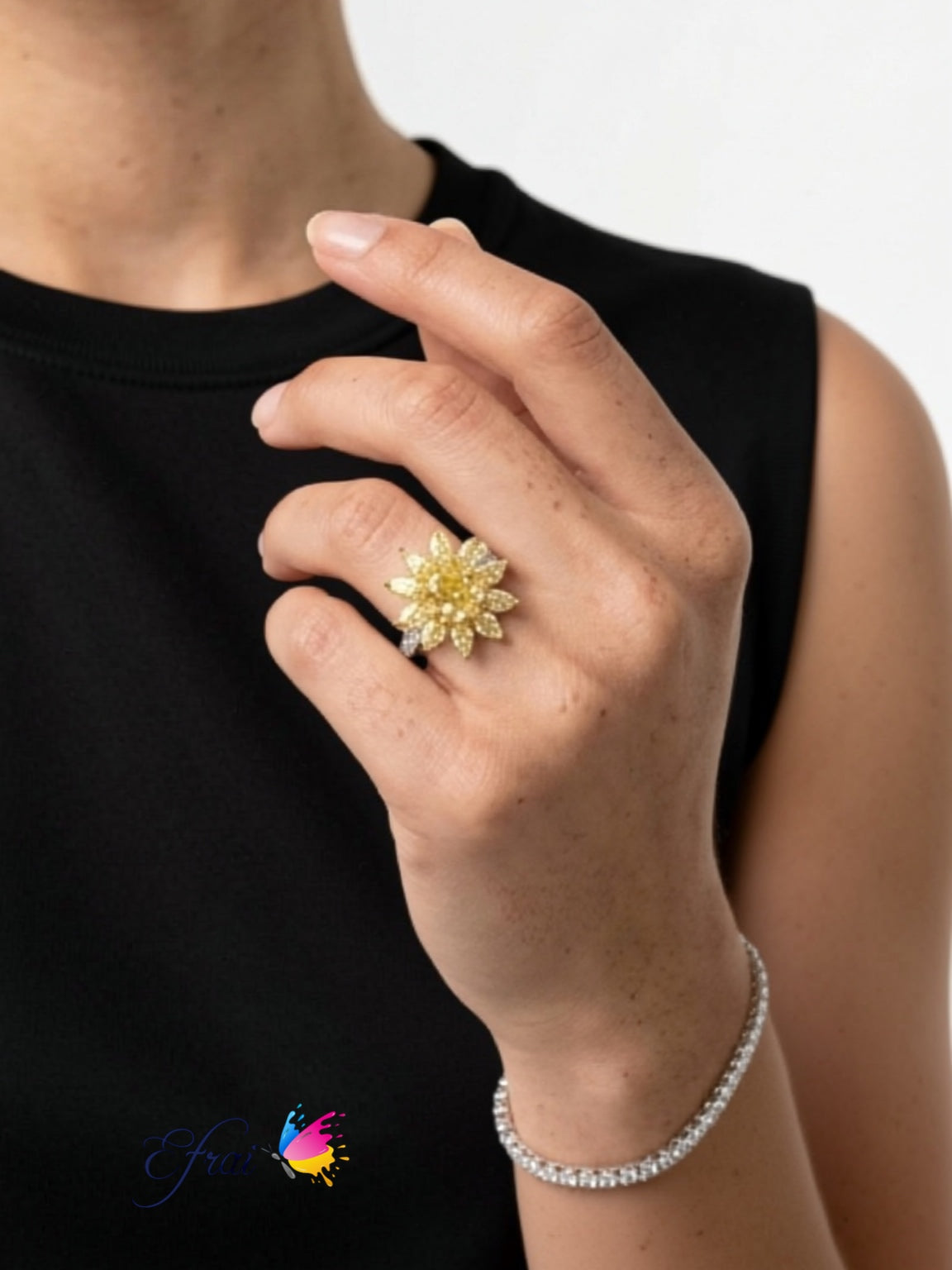 GIA Natural Fancy Yellow Diamond Cocktail Ring in 18K White and Yellow Gold