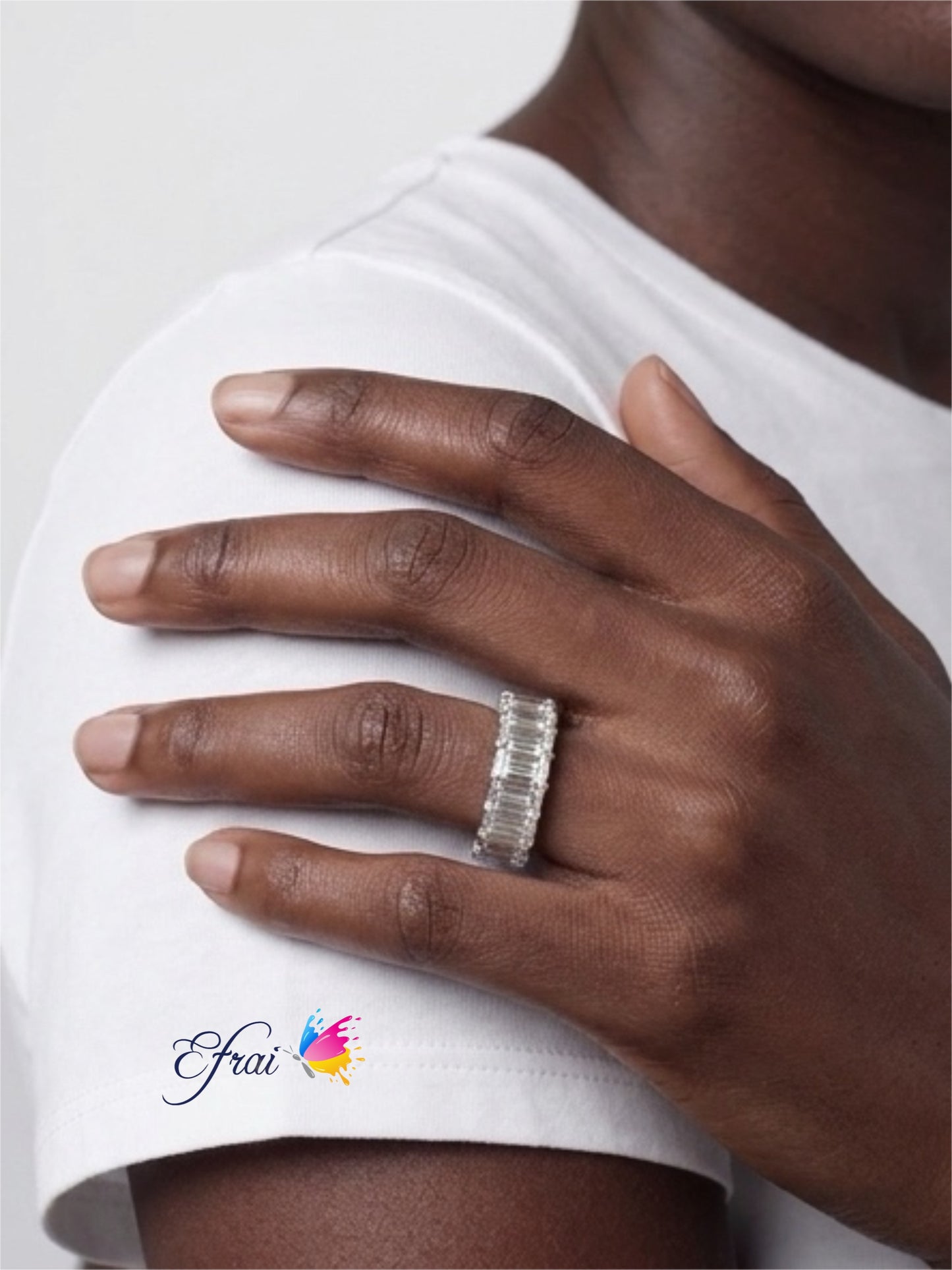 Natural Emerald Cut Diamond Eternity Band Ring