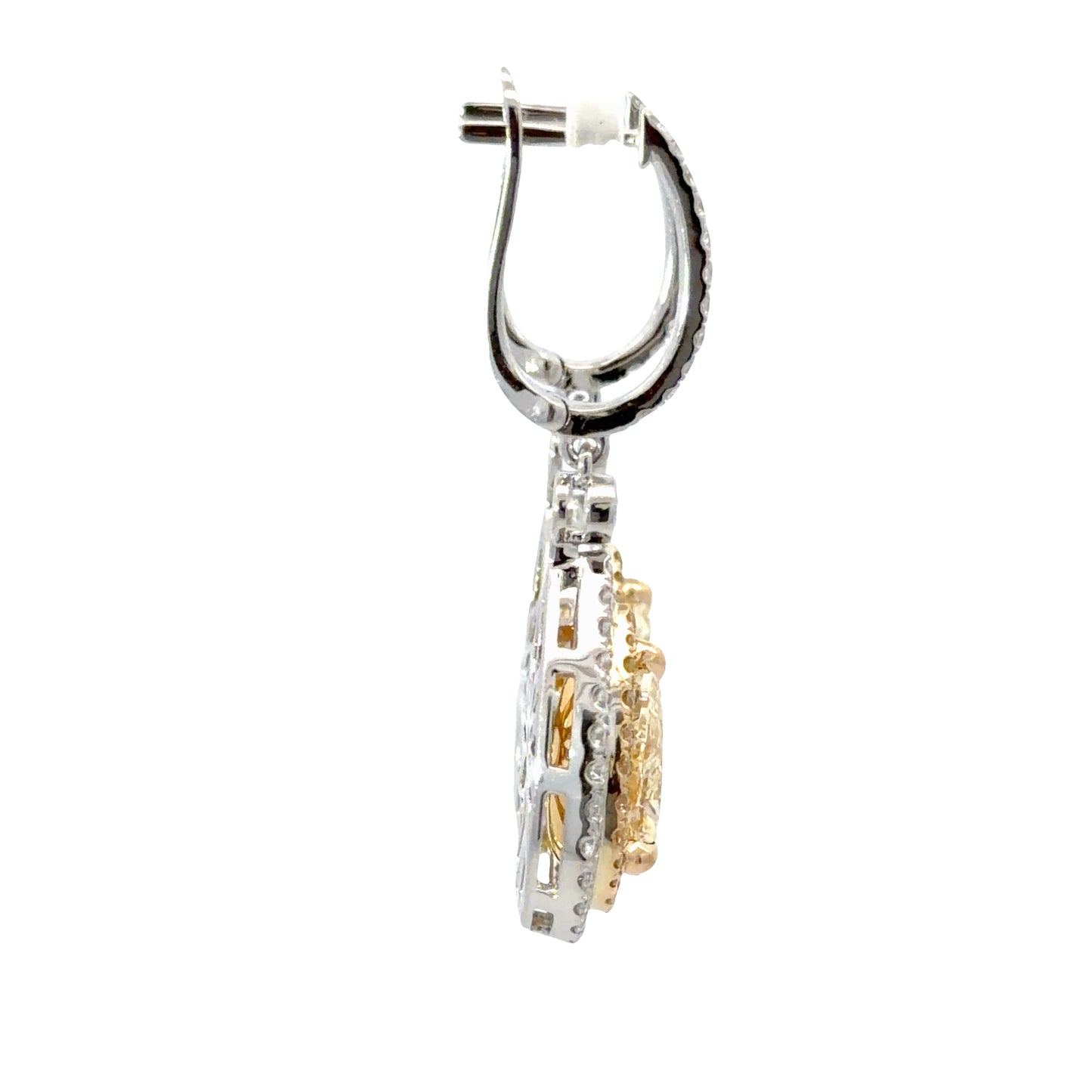GIA certified Natural  Pear shaped Yellow Diamonds Double Halo Drop Earrings