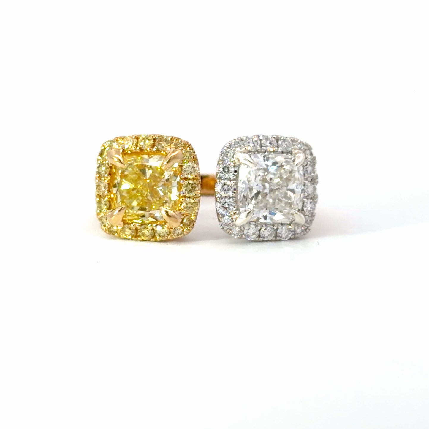 Natural Fancy Yellow and Colorless Diamond Twin Halo Ring