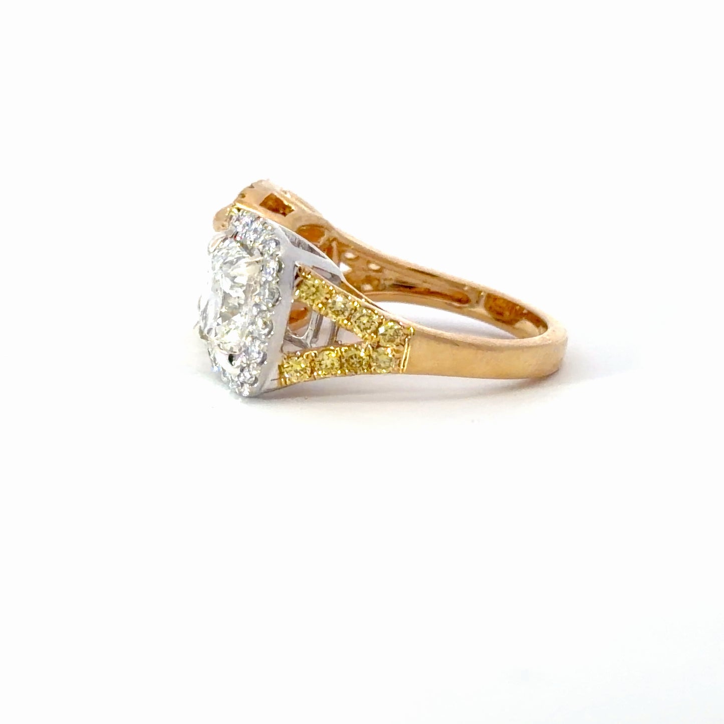 Natural Fancy Yellow and Colorless Diamond Twin Halo Ring