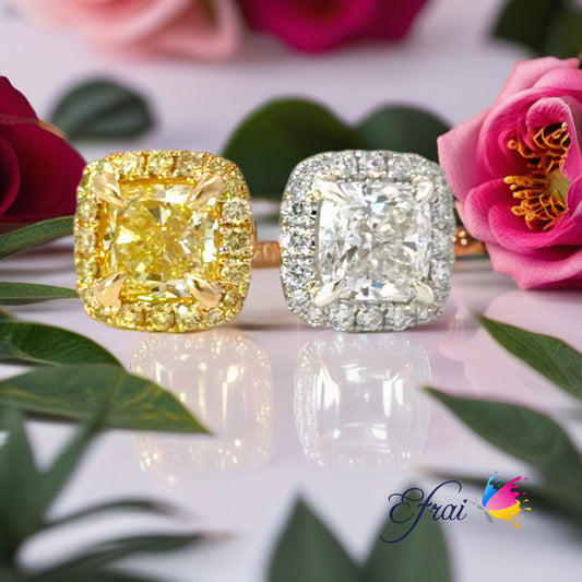 Natural Fancy Yellow and Colorless Diamond Twin Halo Ring