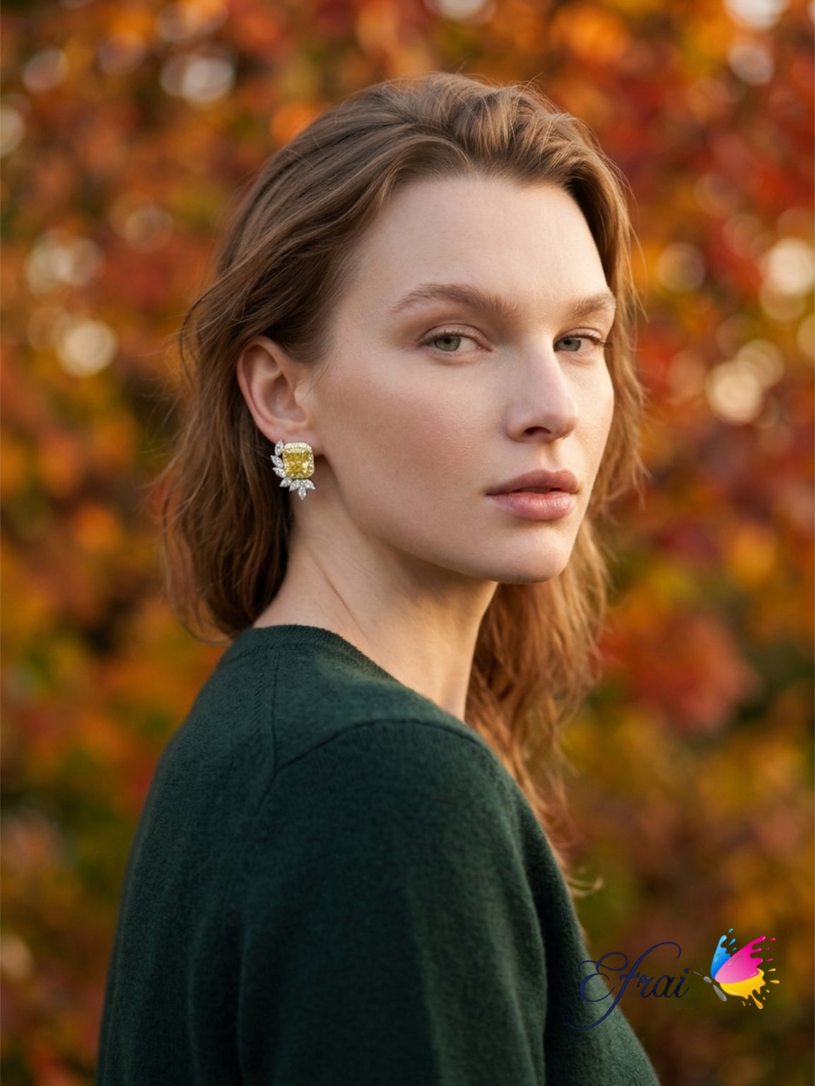 GIA Natural Fancy Yellow Diamond Earrings in 18K White Gold