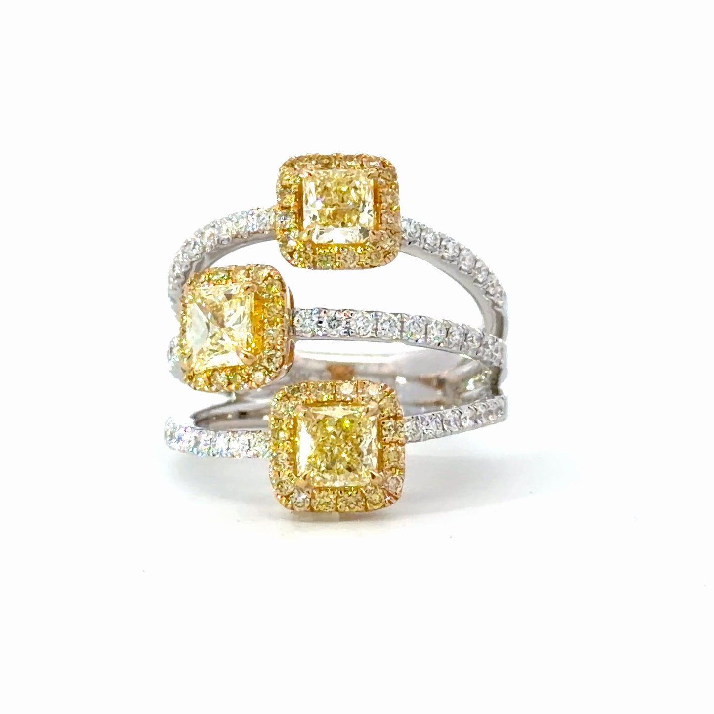 GIA Fancy Yellow Diamond Multi-Stone Ring in White Gold