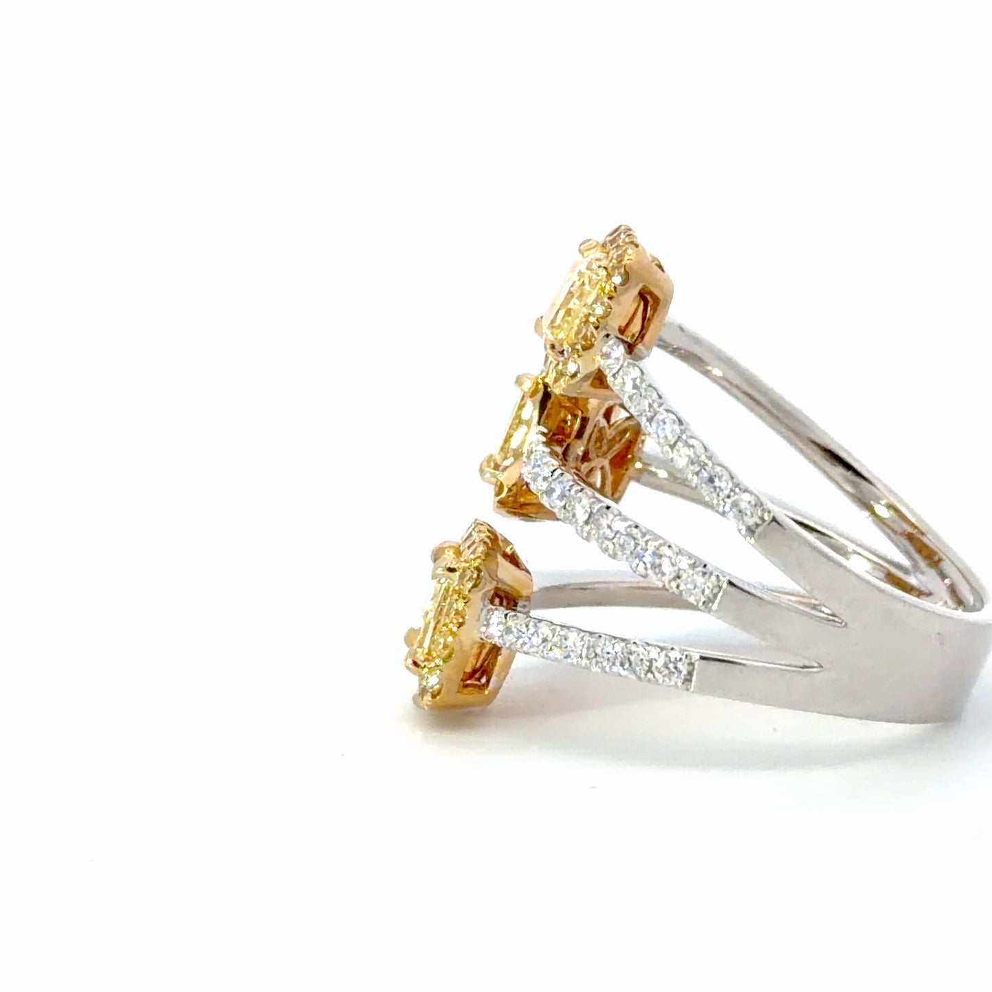 GIA Fancy Yellow Diamond Multi-Stone Ring in White Gold