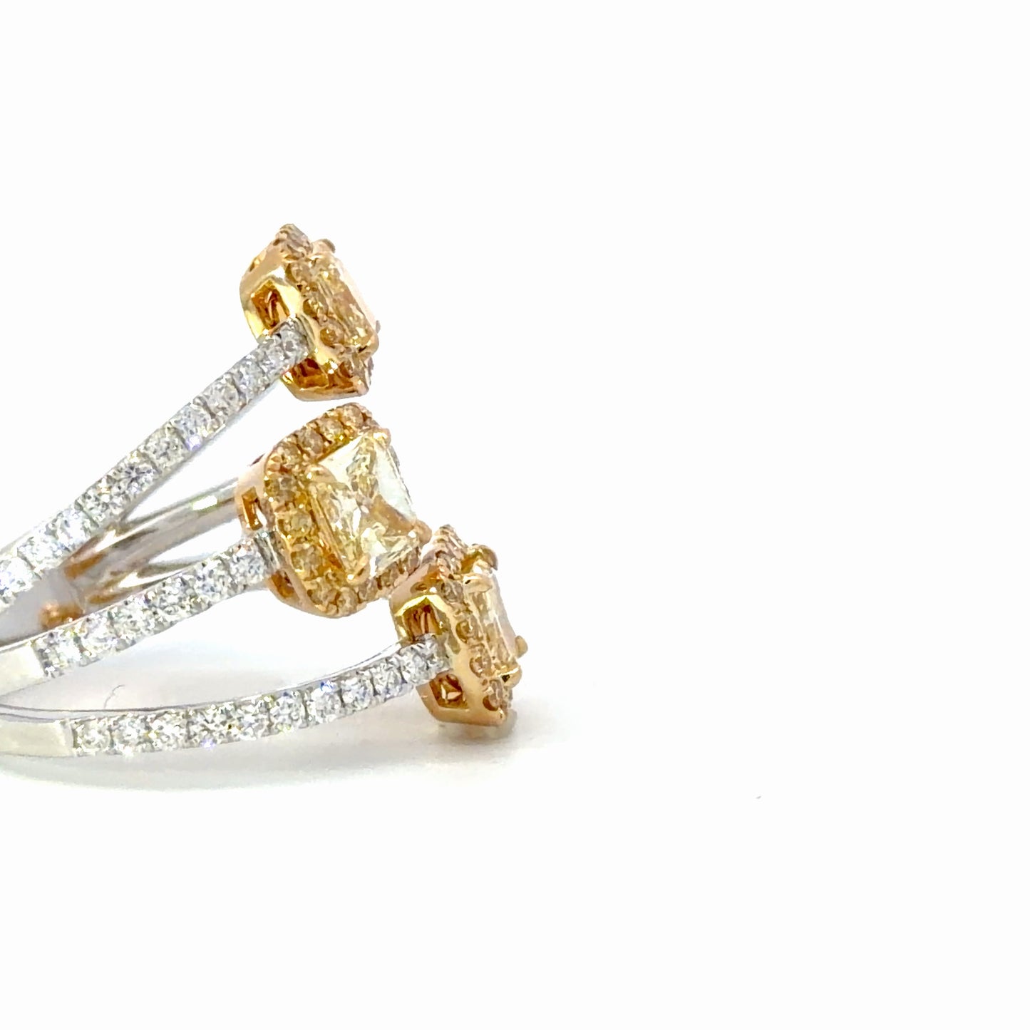 GIA Fancy Yellow Diamond Multi-Stone Ring in White Gold