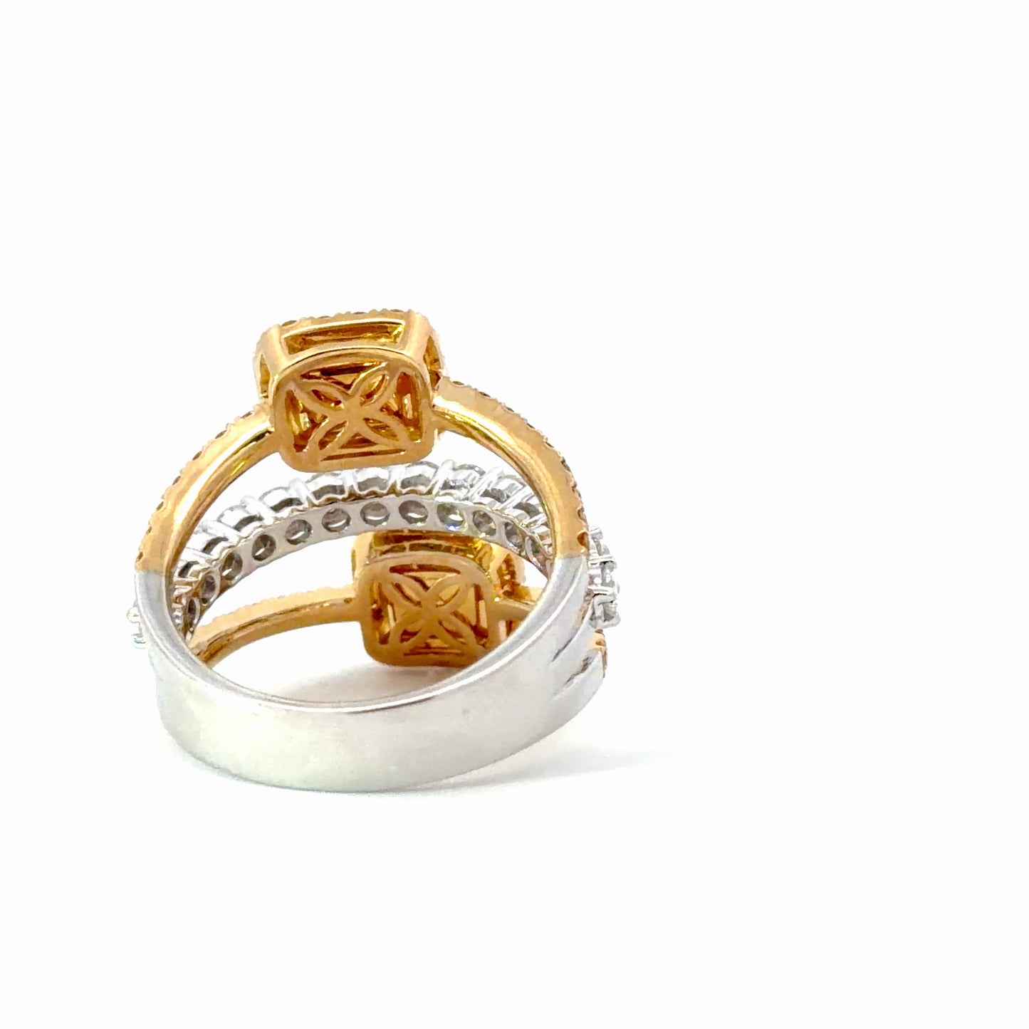 Natural GIA Fancy Yellow Diamond Stackable Rings in white and yellow Gold