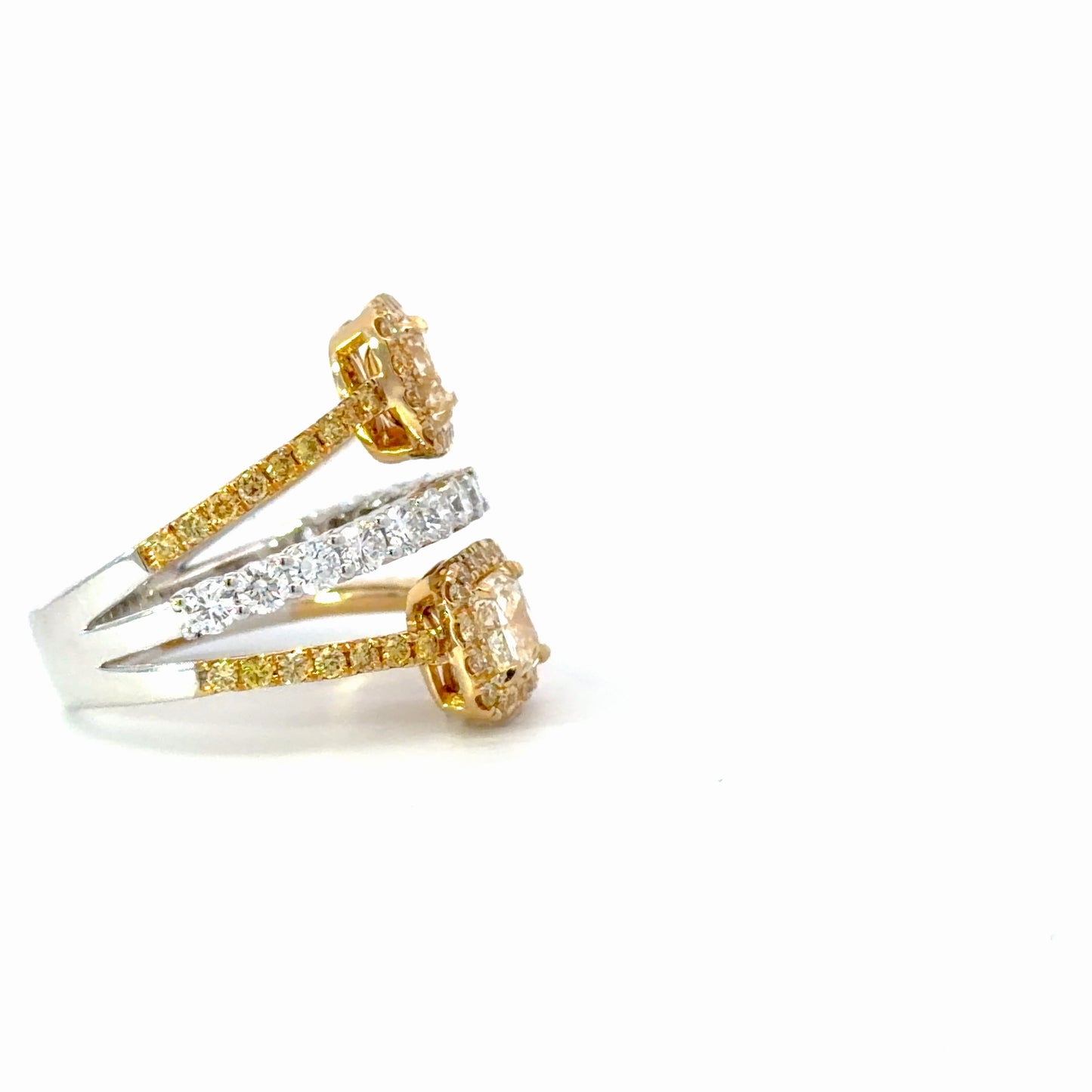 Natural GIA Fancy Yellow Diamond Stackable Rings in white and yellow Gold