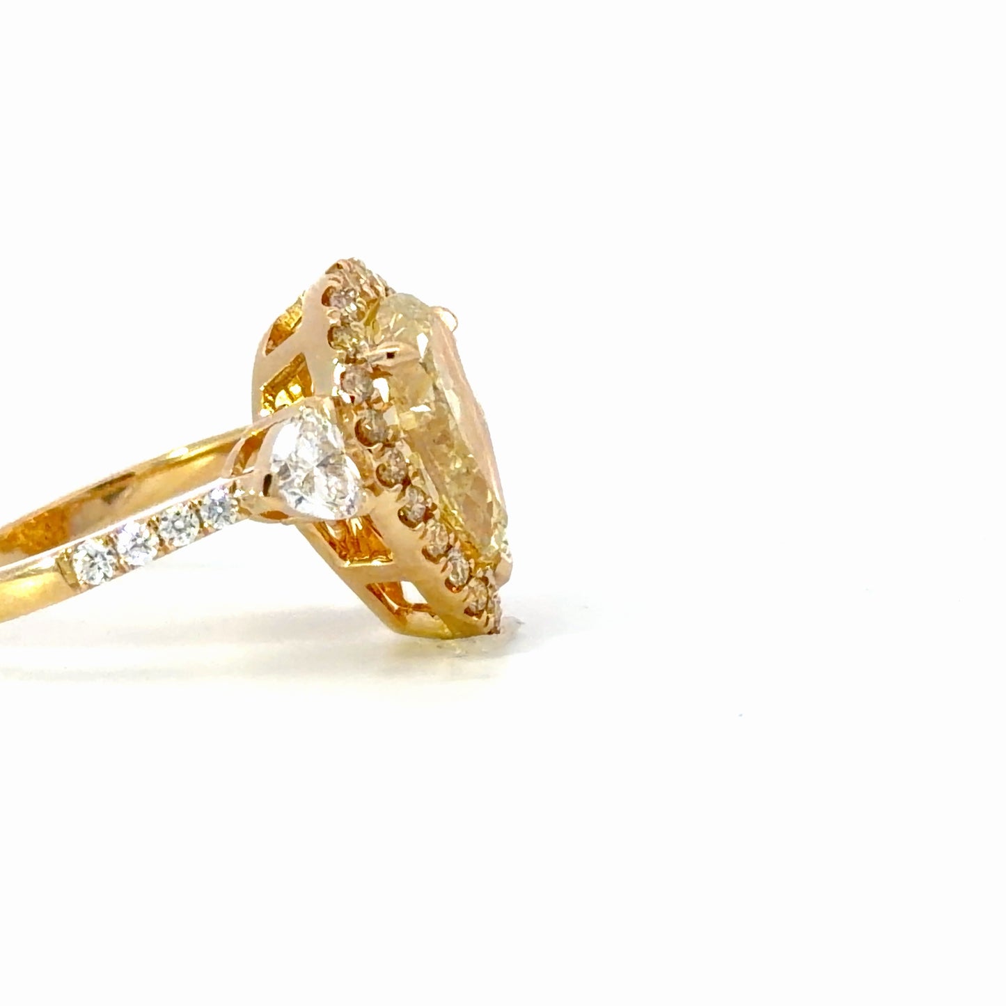 GIA Natural Pear Fancy Yellow Diamond Halo Ring