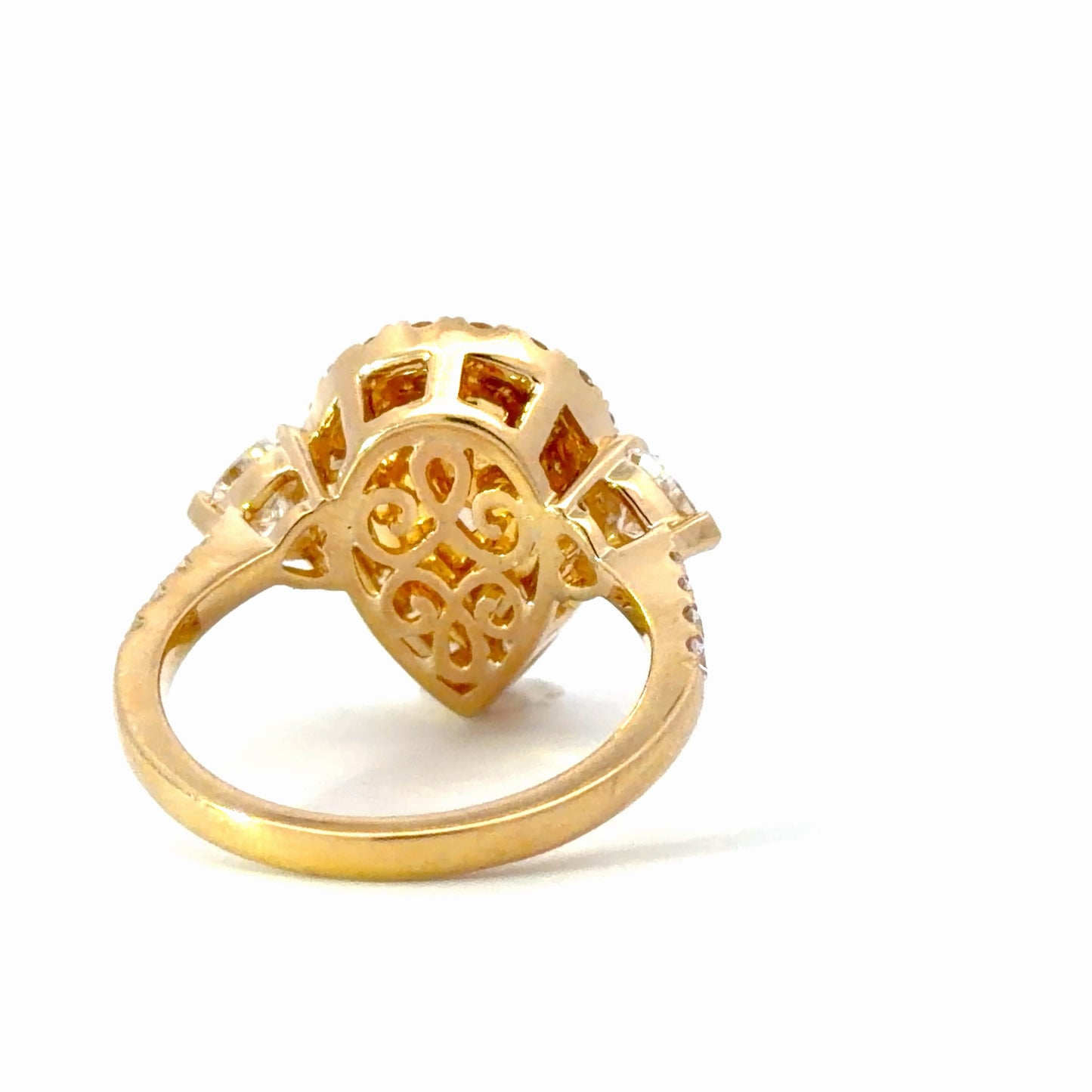 GIA Natural Pear Fancy Yellow Diamond Halo Ring