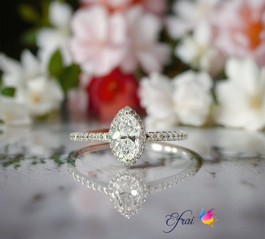 GIA natural Marquise shape diamond engagement ring