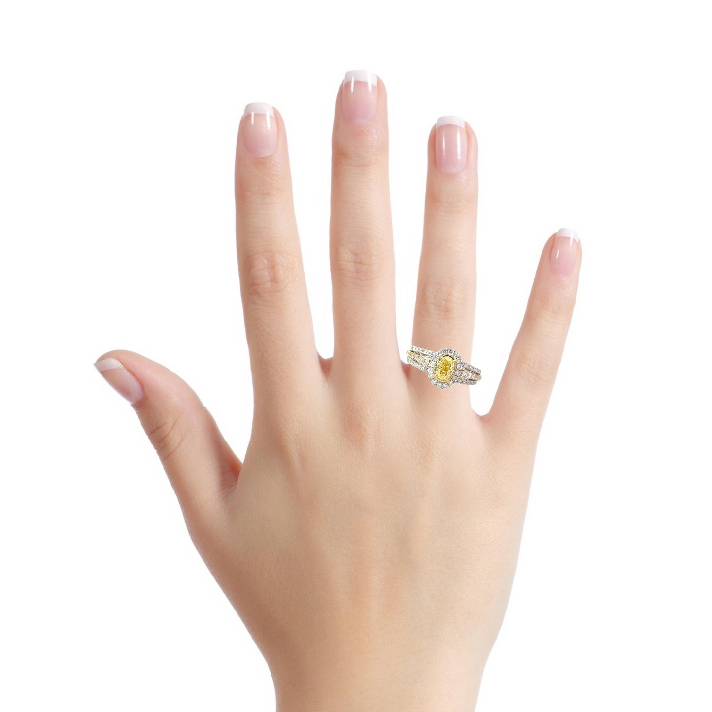 Elegant Natural GIA Fancy light yellow Oval diamond ring