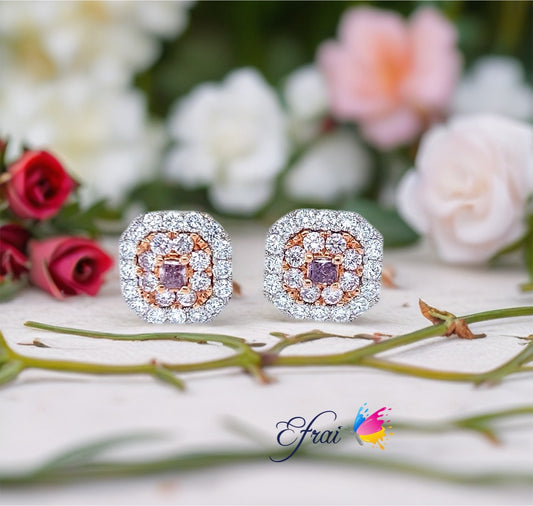 GIA Natural Fancy pink diamonds earrings
