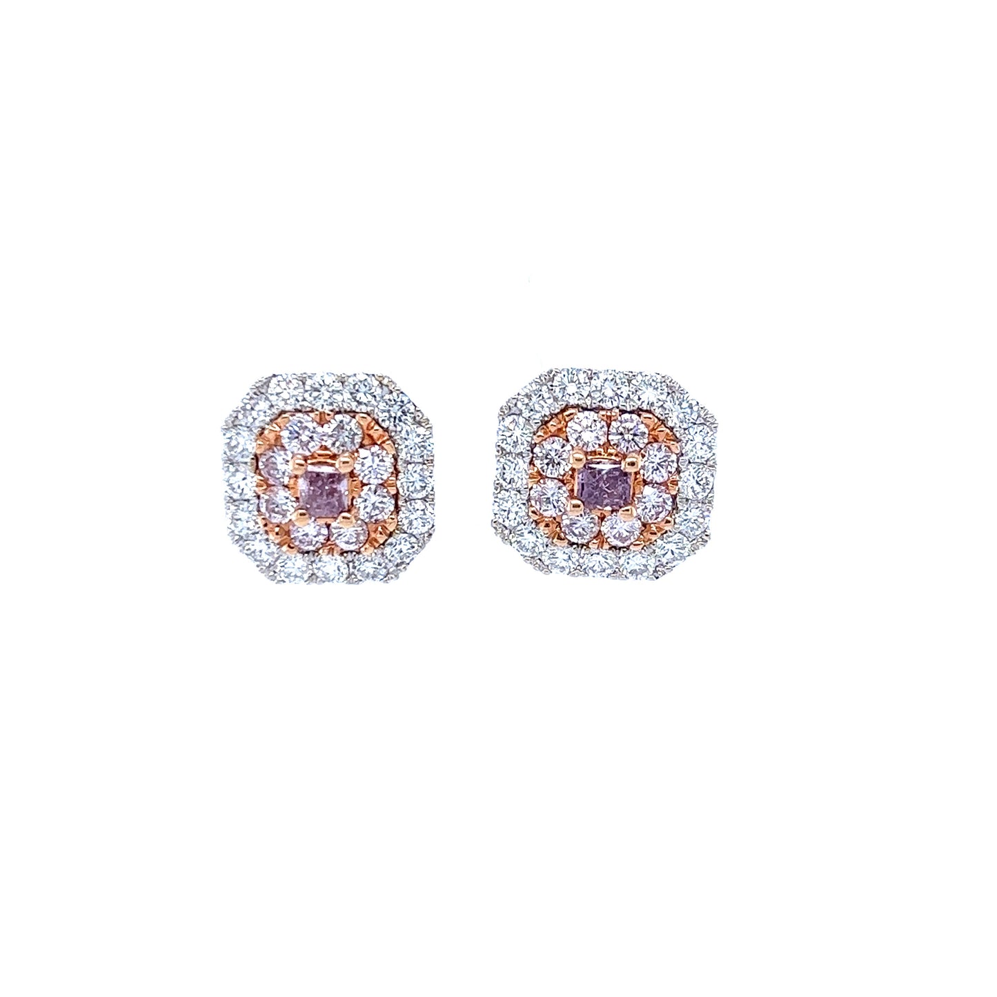 GIA Natural Fancy pink diamonds earrings