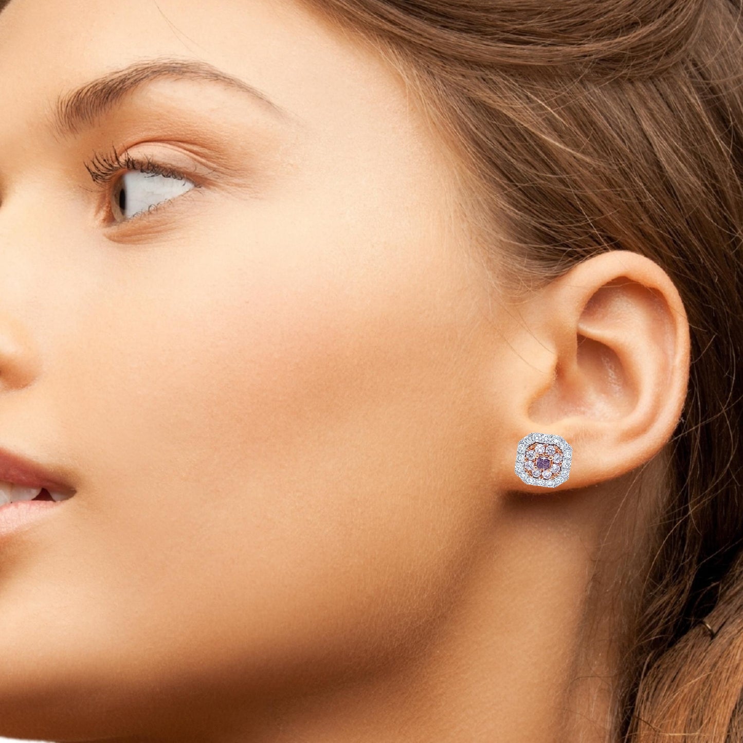 GIA Natural Fancy pink diamonds earrings
