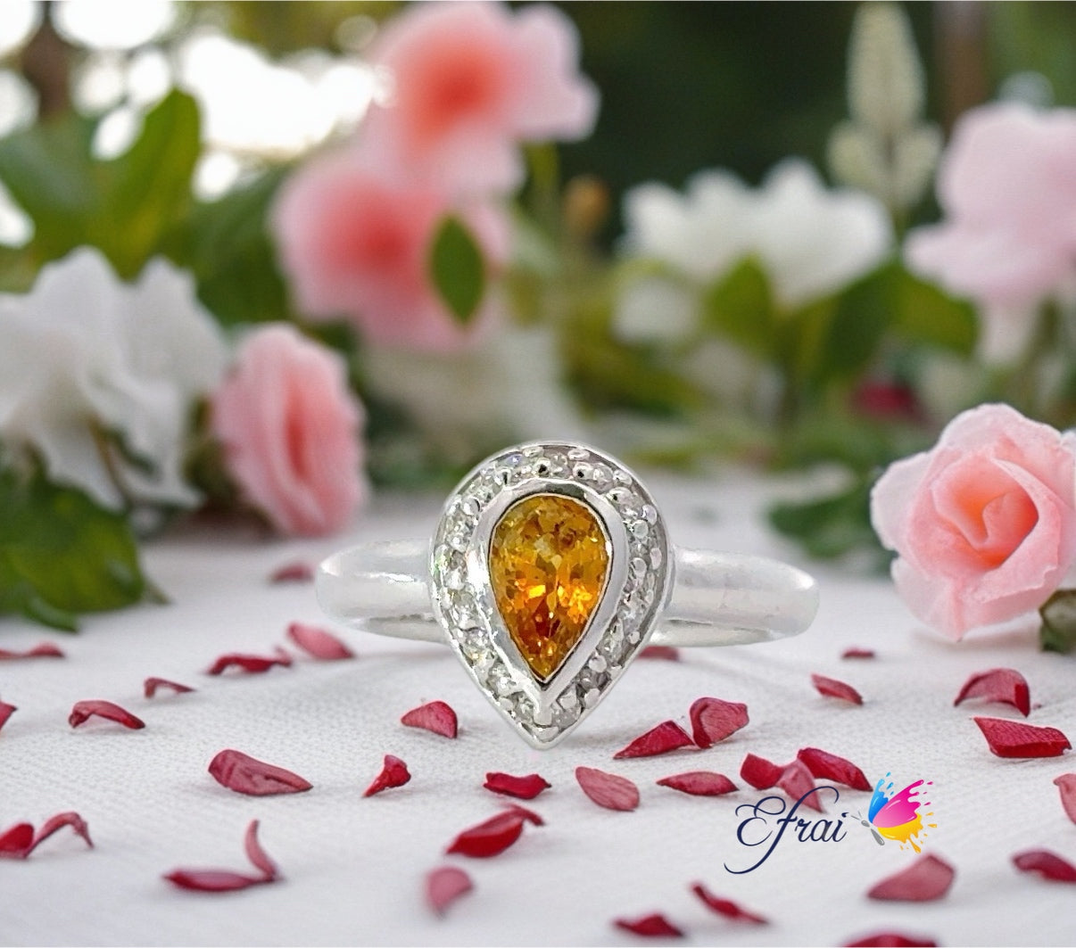 Citrine elegance diamond ring