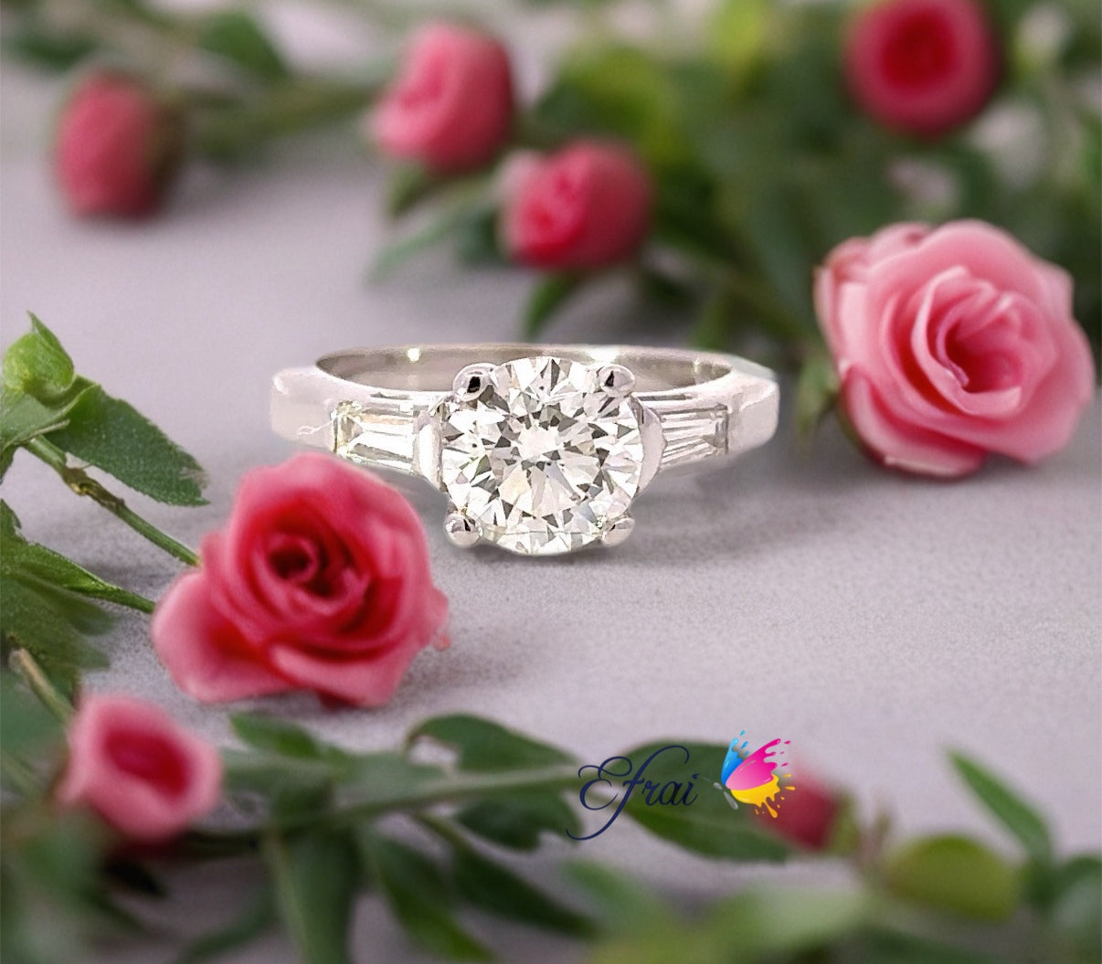 Gorgeous natural round diamond engagement ring