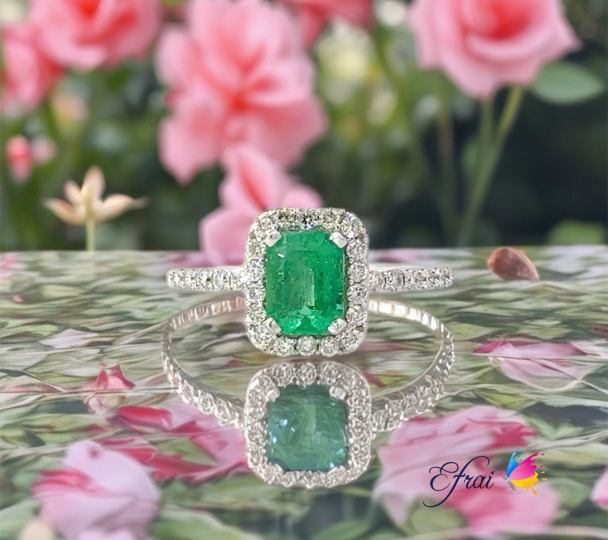 Emerald elegance diamond ring