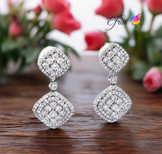 Gorgeous double squares full of diamonds earrings