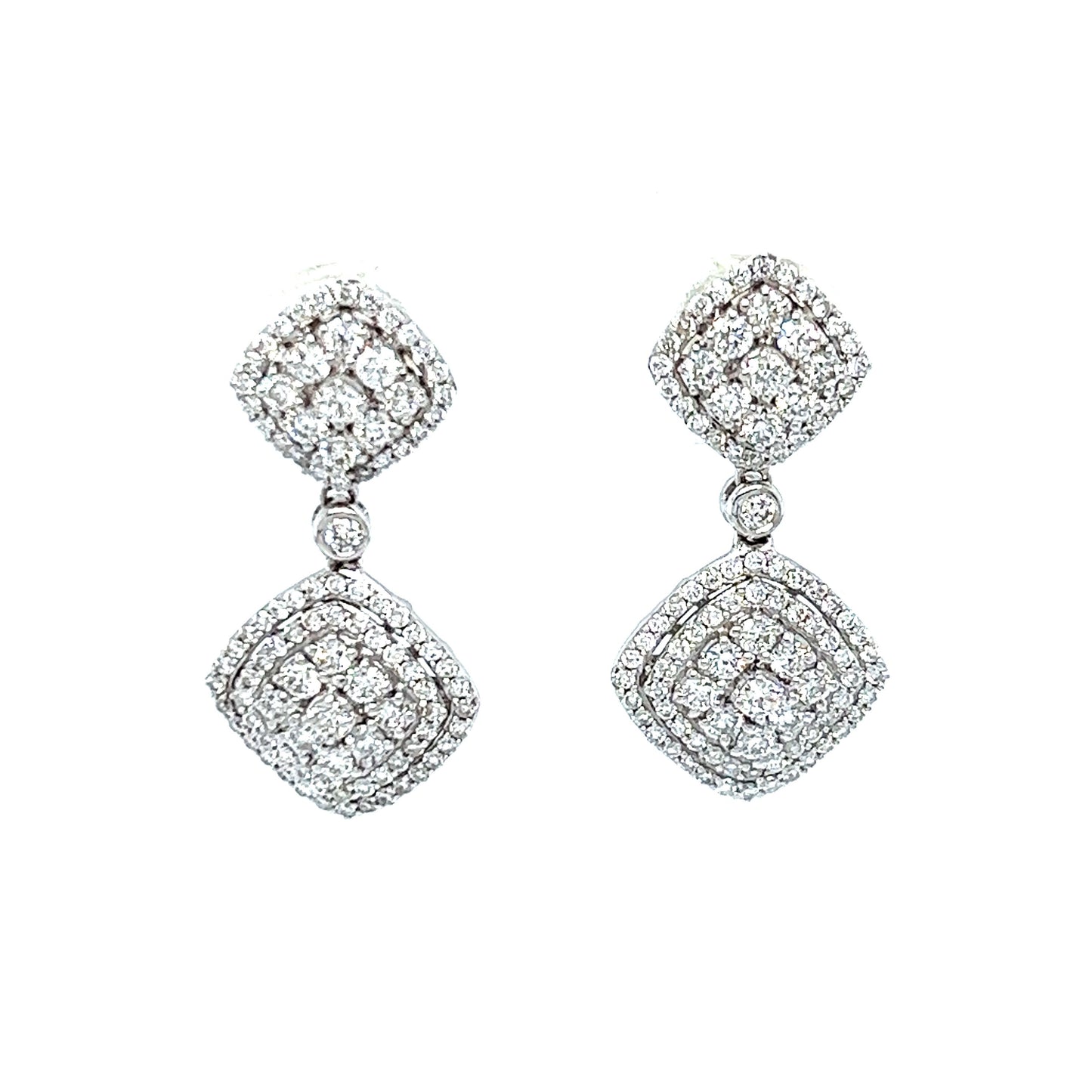 Gorgeous double squares full of diamonds earrings