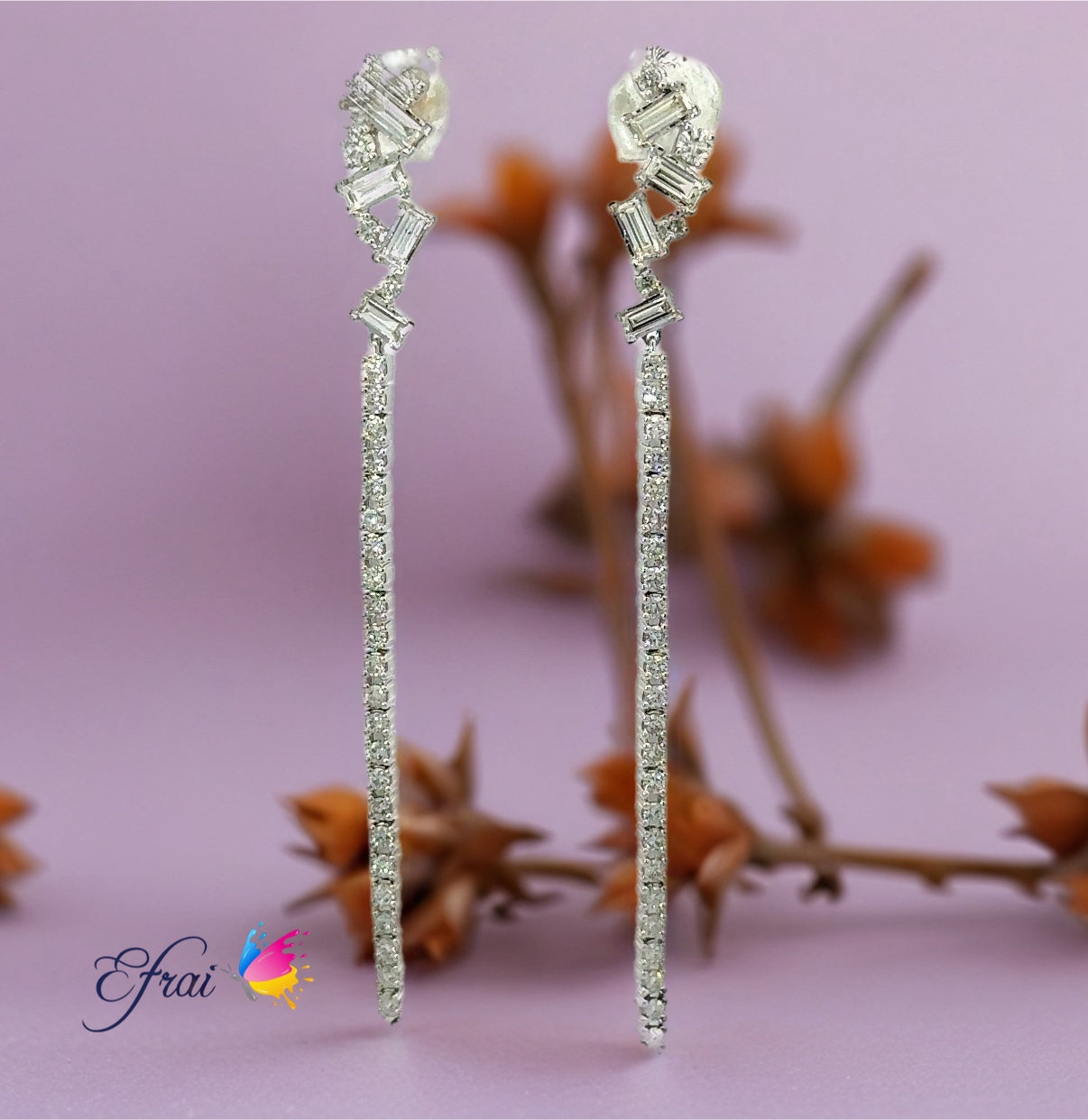 Long lines of diamonds earrings