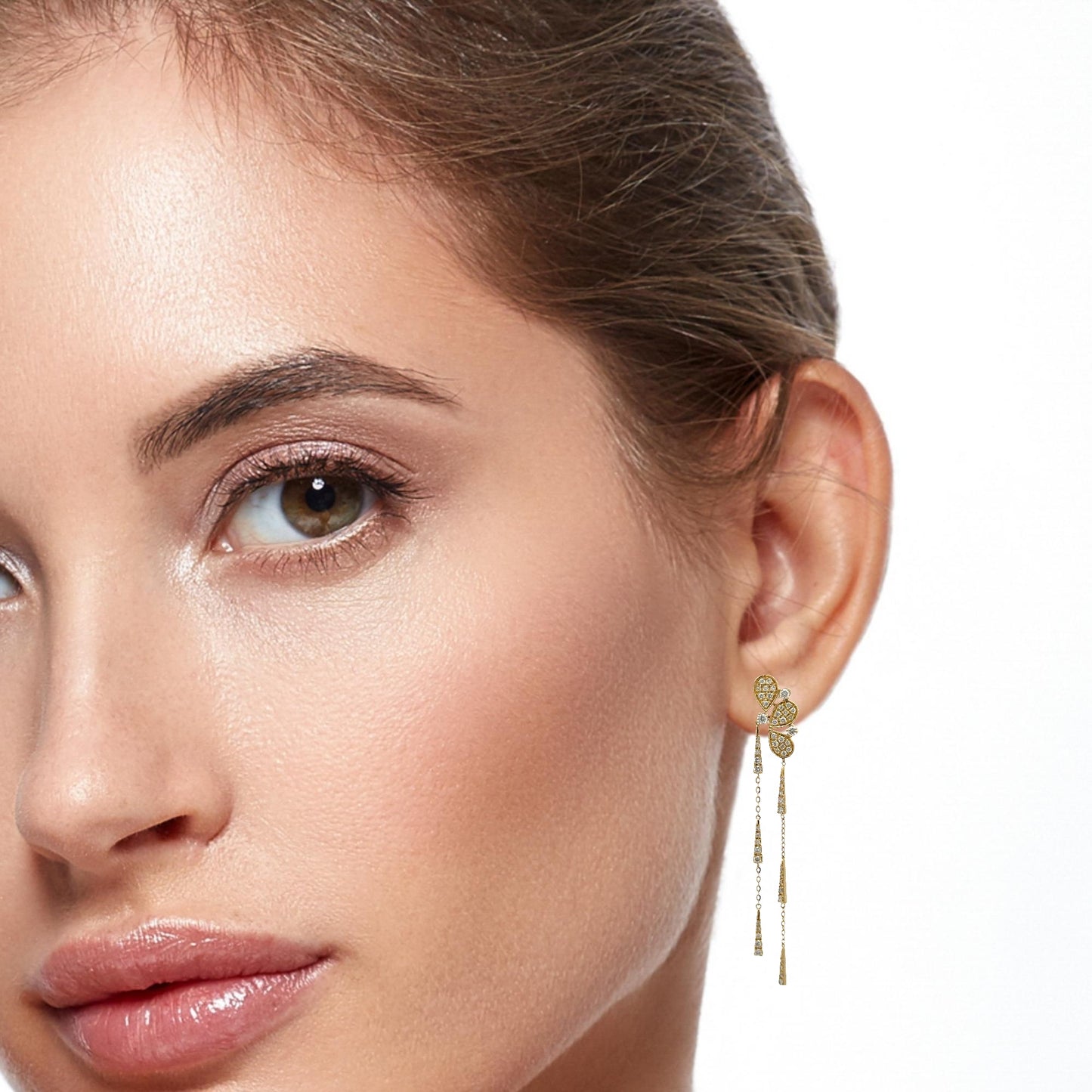 Flowers and diamonds cascade earrings