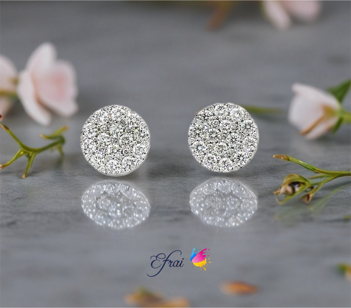Gorgeous big circle full of Natural round diamonds studs earrings
