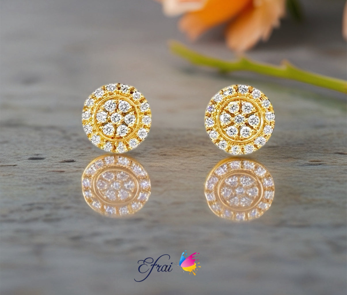 Gorgeous circles full of diamonds studs earrings