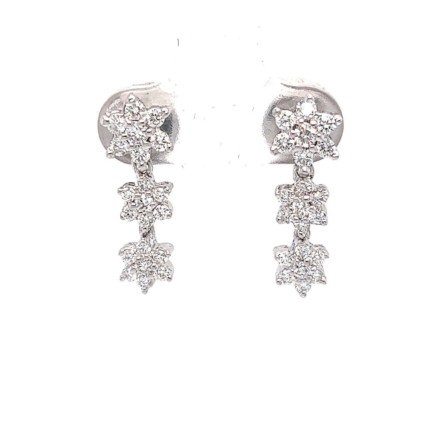Triple diamonds cascade earrings