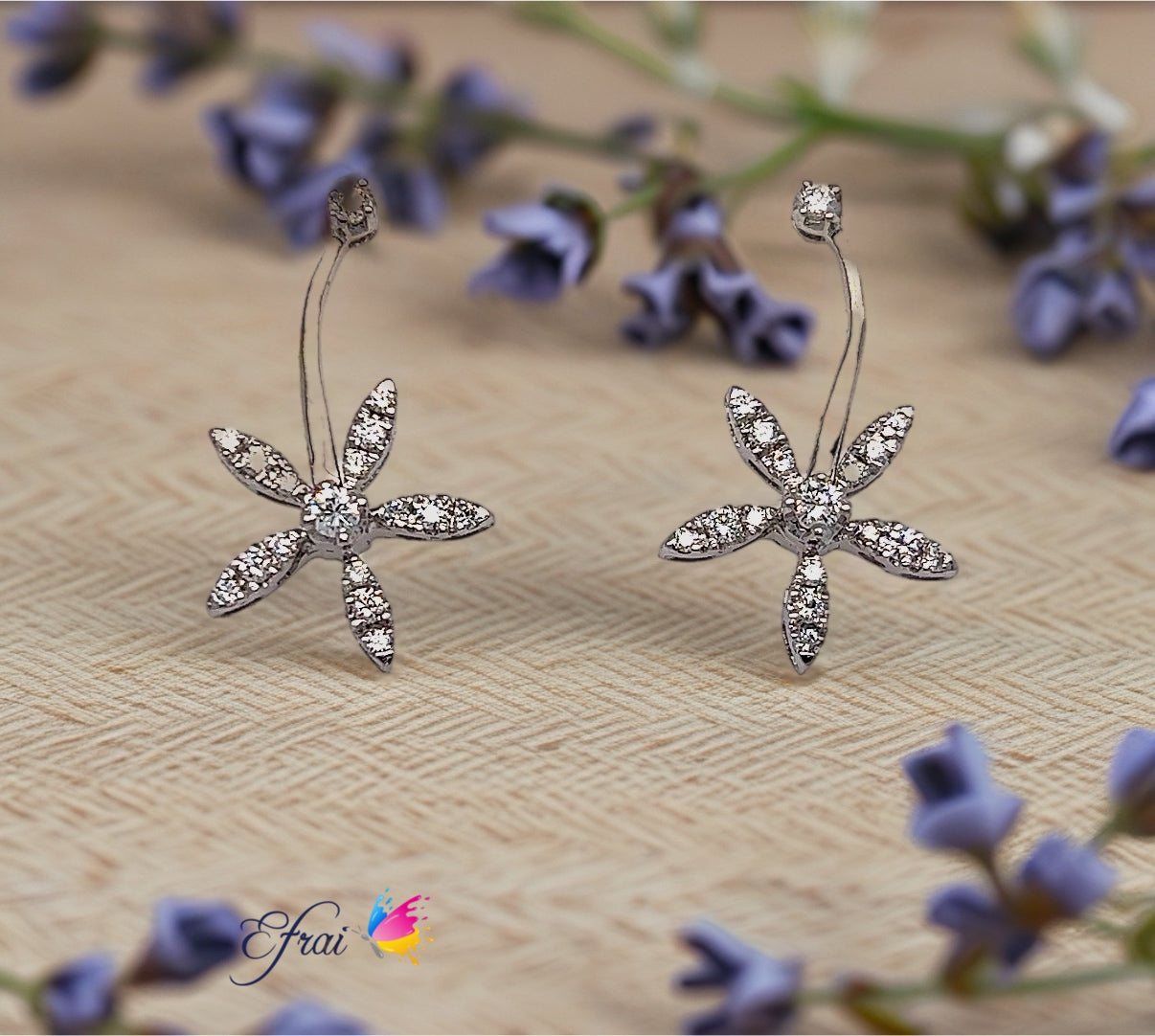 Diamond flowers earrings