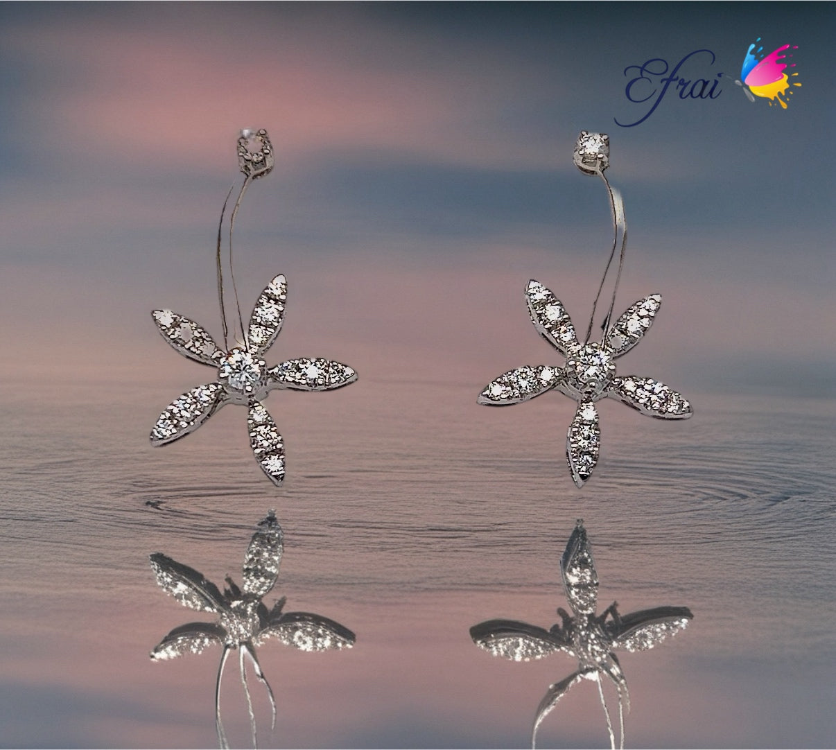Diamond flowers earrings