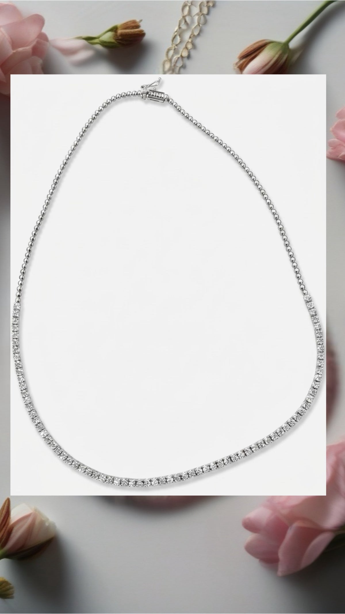 Classic Diamond Tennis Necklace in White Gold