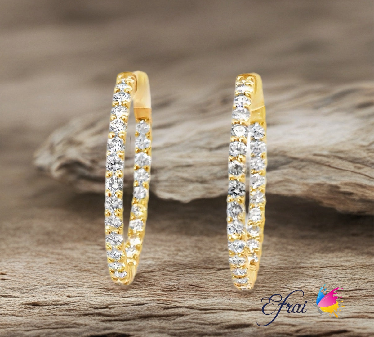 Gorgeous natural round diamonds hoops earrings