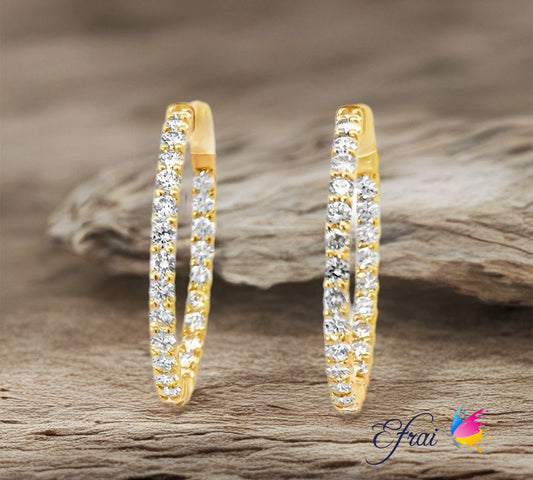 Gorgeous natural round diamonds hoops earrings