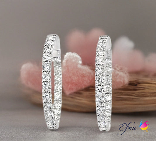 Gorgeous natural round diamonds hoops earrings