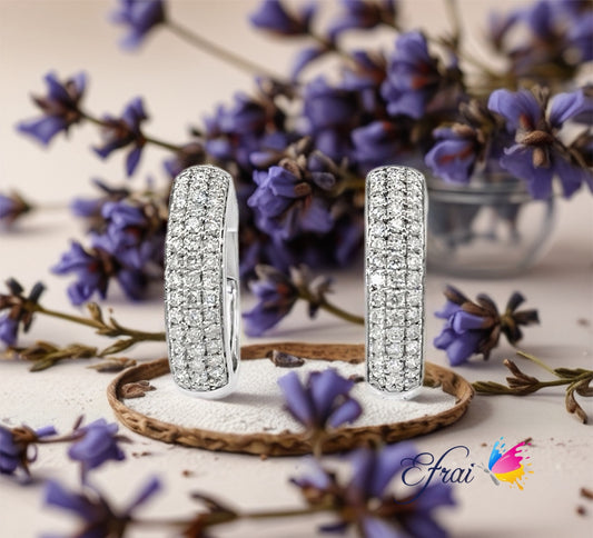 Natural round diamonds huggies earrings