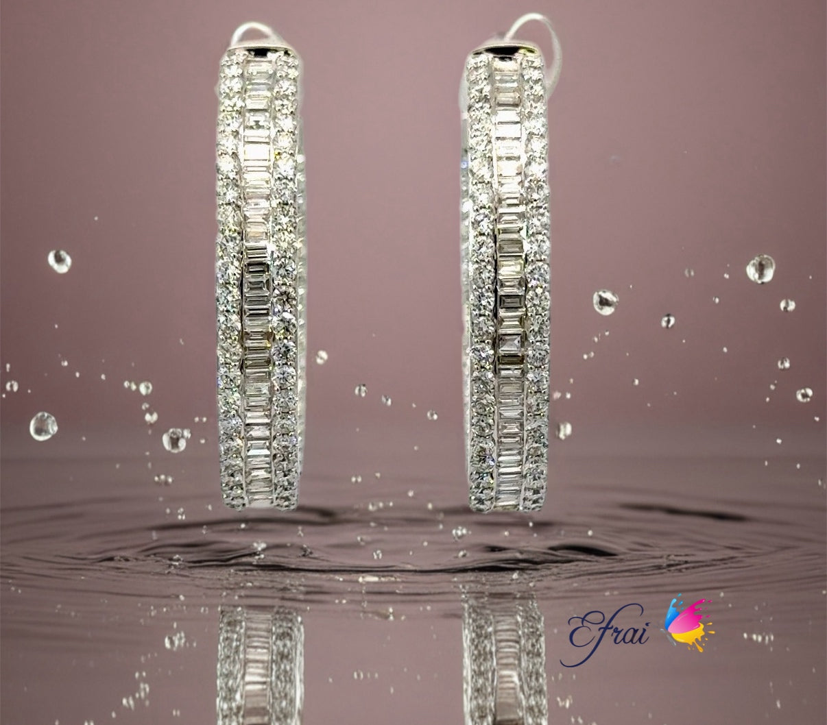 Elegant  Natural Diamond Hoop Earrings