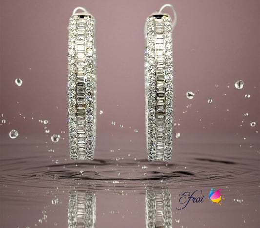 Elegant  Natural Diamond Hoop Earrings