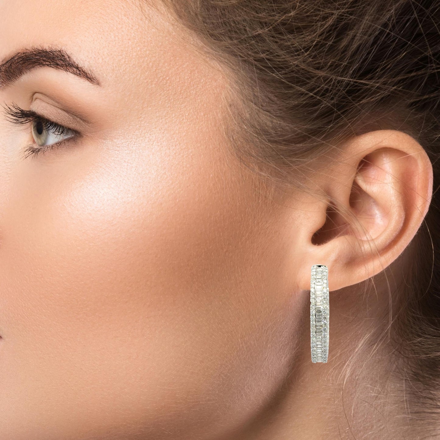 Elegant  Natural Diamond Hoop Earrings