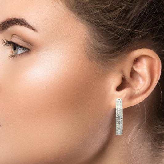 Elegant  Natural Diamond Hoop Earrings