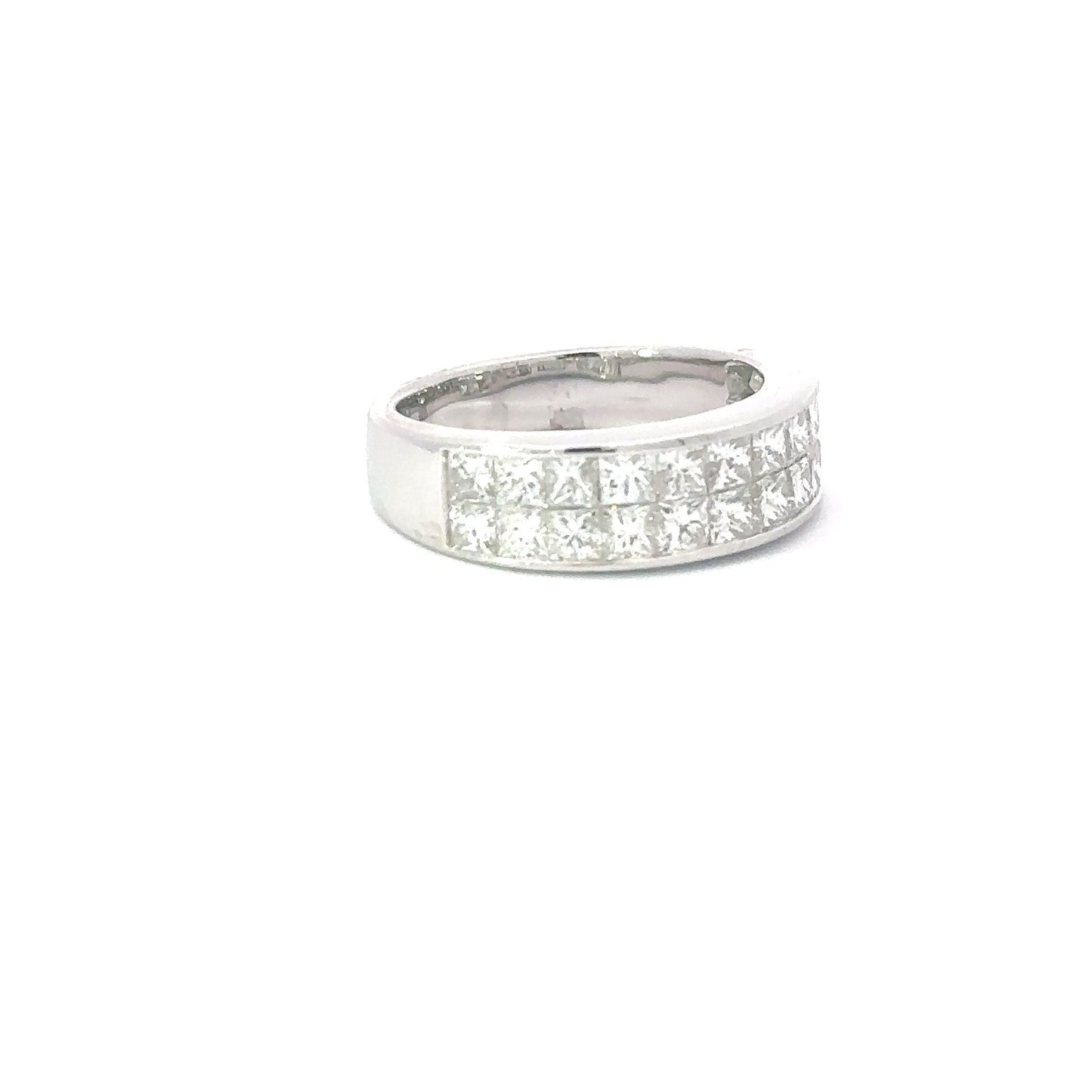 Double row of natural princess cut diamonds band