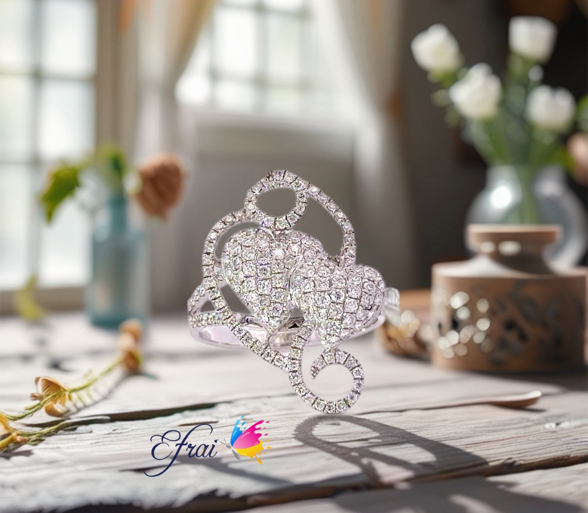 Diamonds hearts ring
