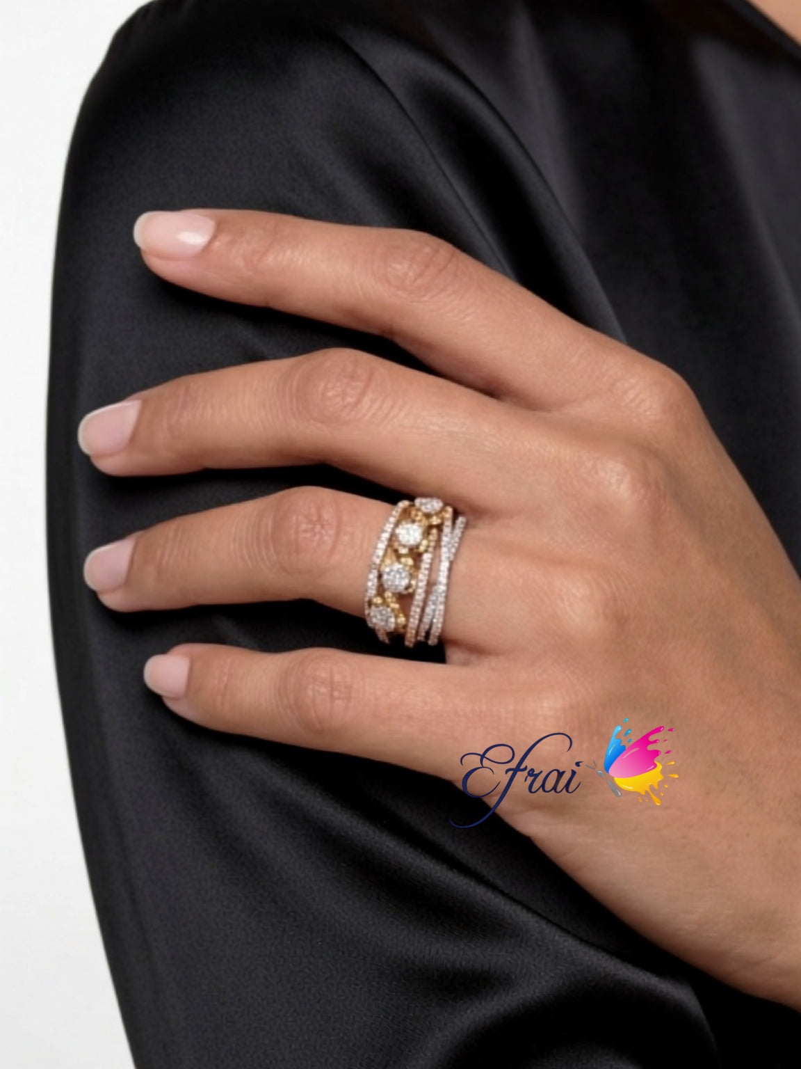 Triple diamonds flowers band