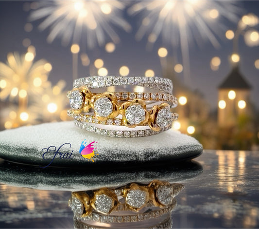 Triple diamonds flowers band