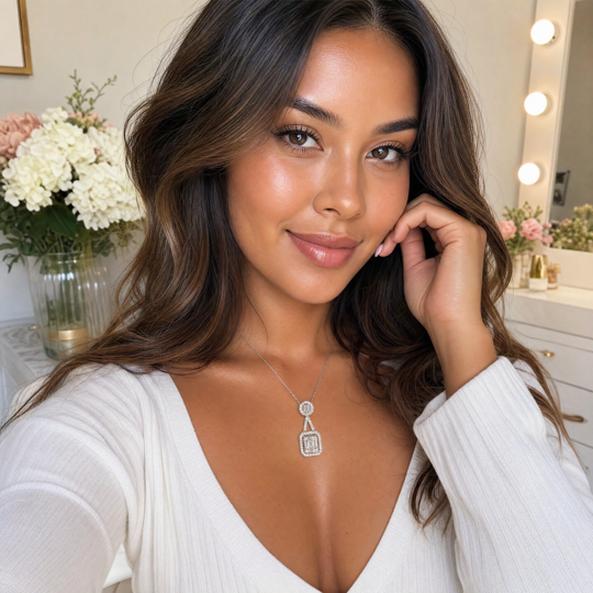 Baguette and round diamonds necklace