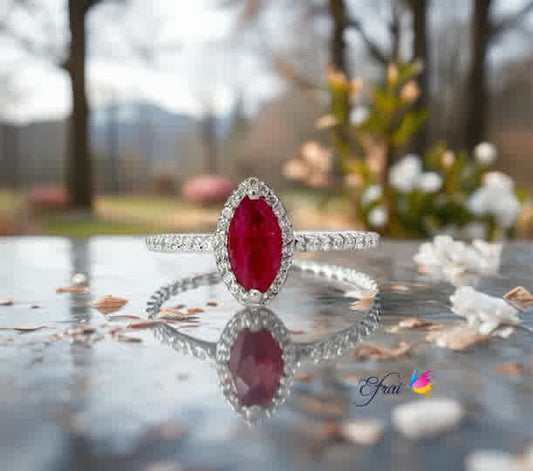Natural ruby and diamonds ring
