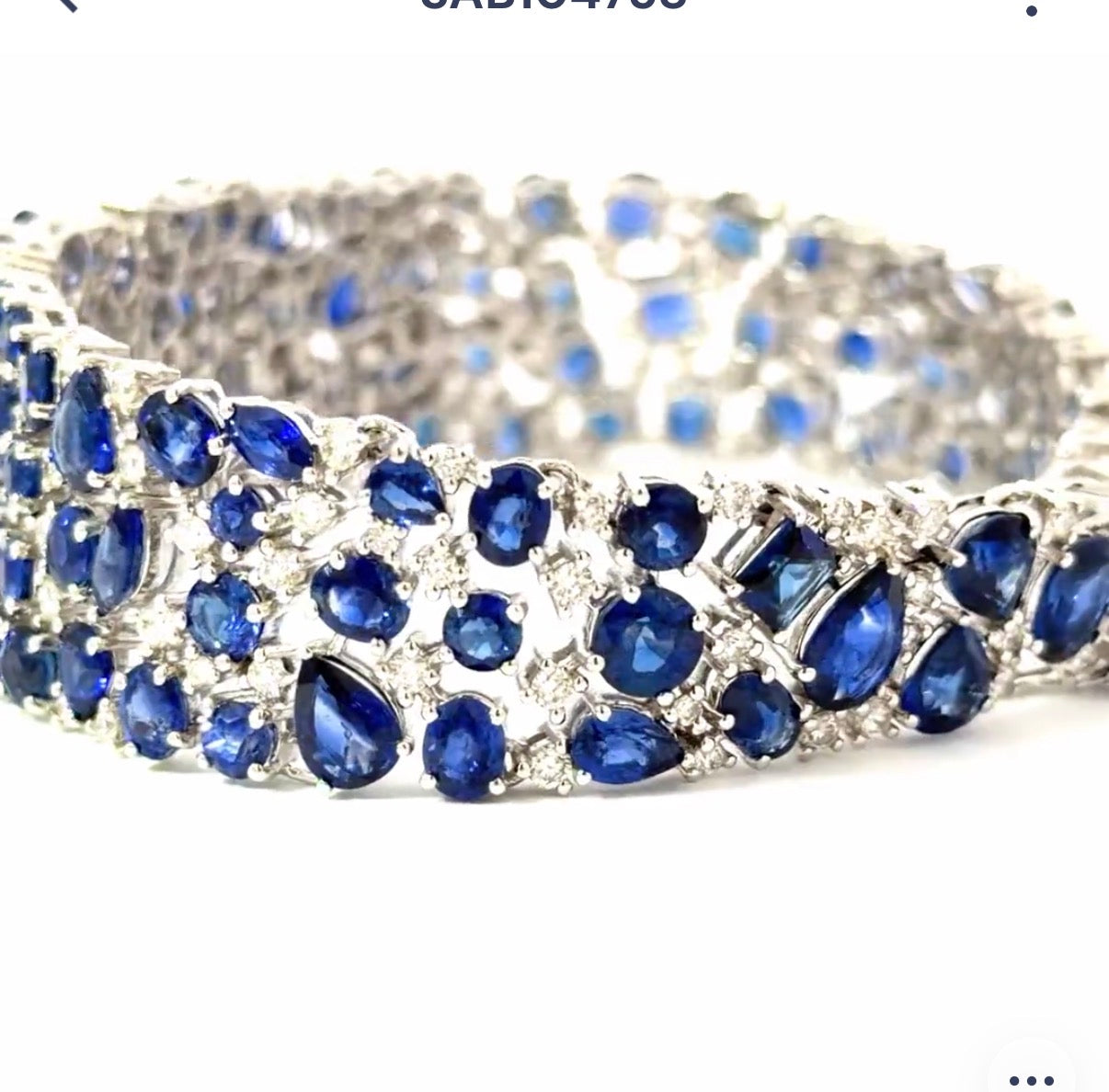 Natural Multi-Shape Vivid Blue Sapphire and Diamond Wide  Bracelet