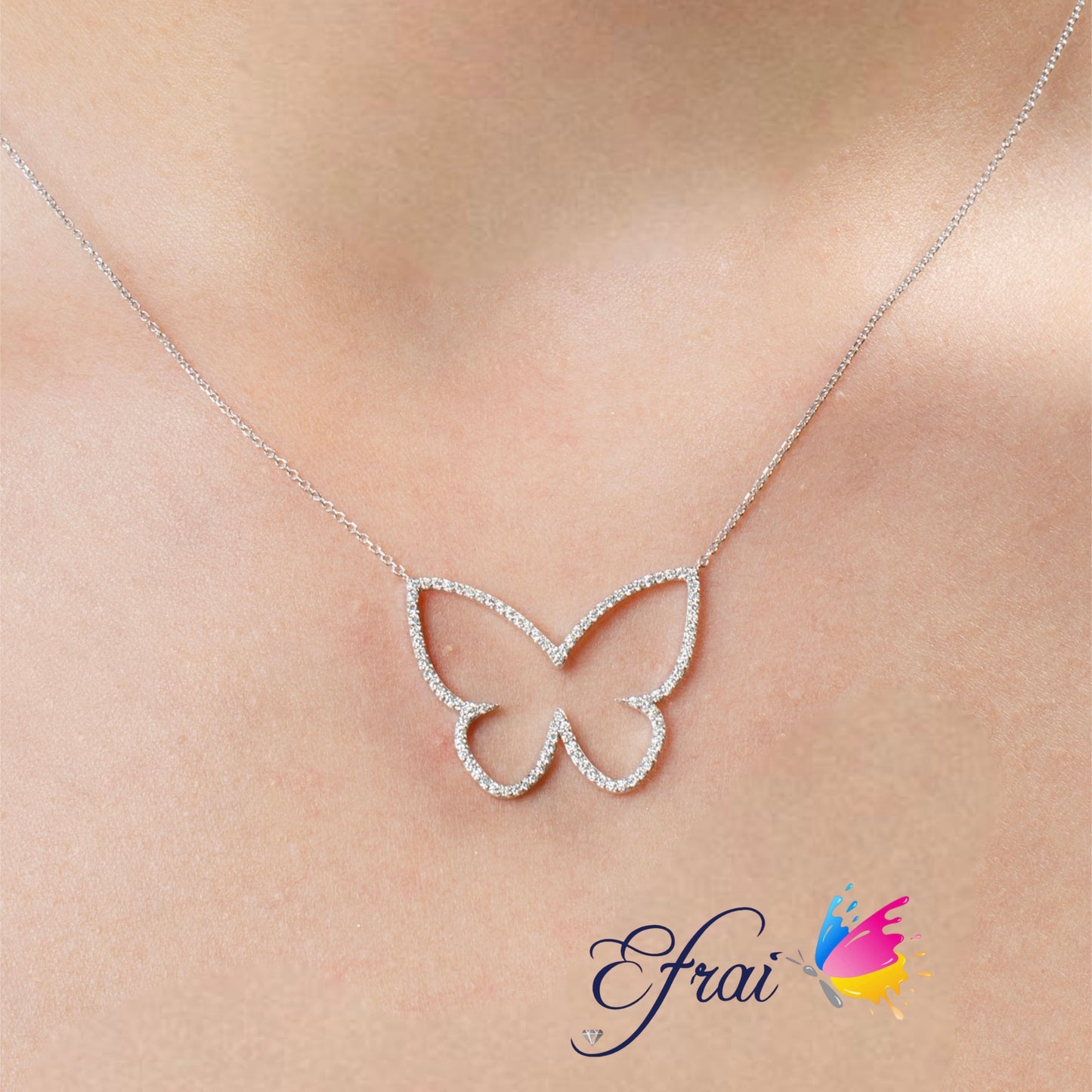 Butterfly outline with diamonds necklace