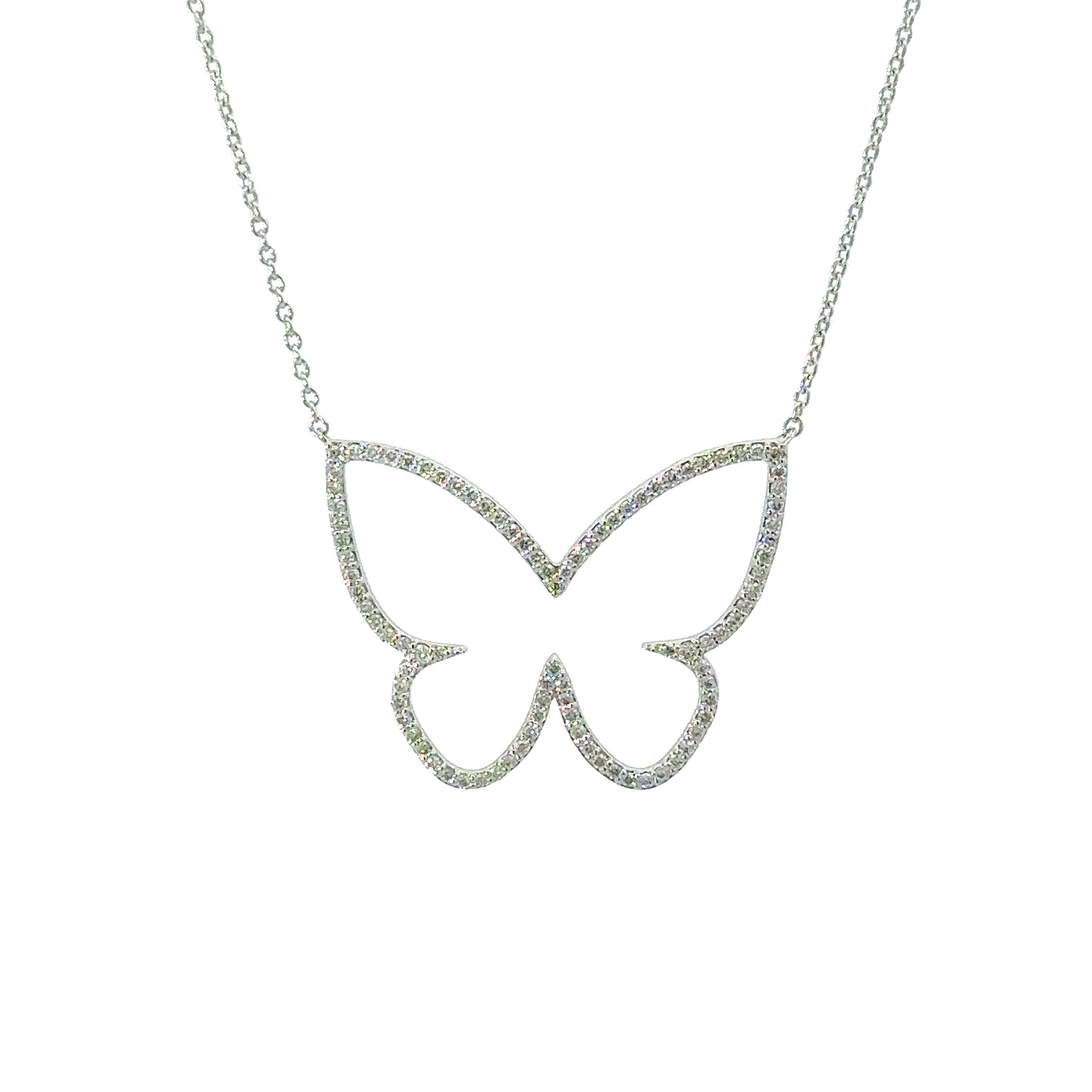 Butterfly outline with diamonds necklace